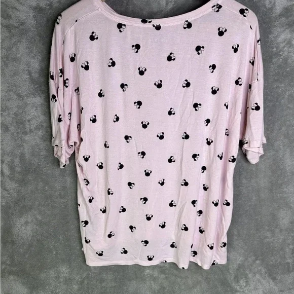 Disney Minnie Mouse Mickey Mouse Pajama Set Top Shorts Pink Black Large - Picture 5 of 15